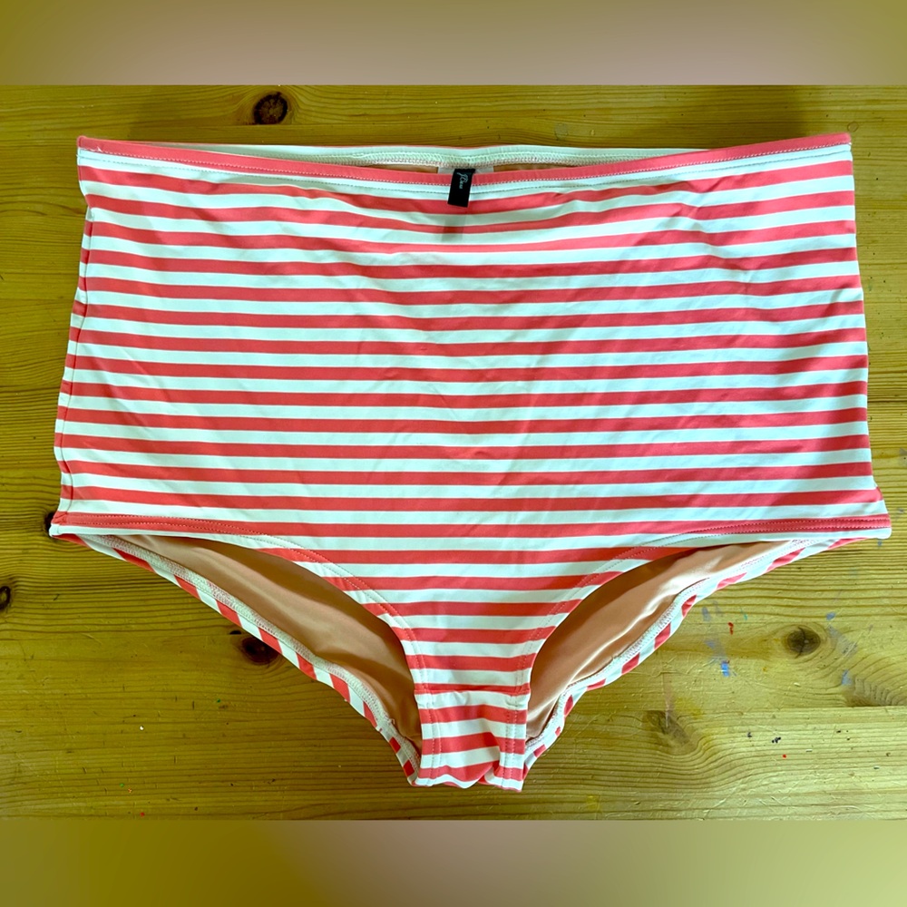 J. Crew high waisted striped swim bottoms